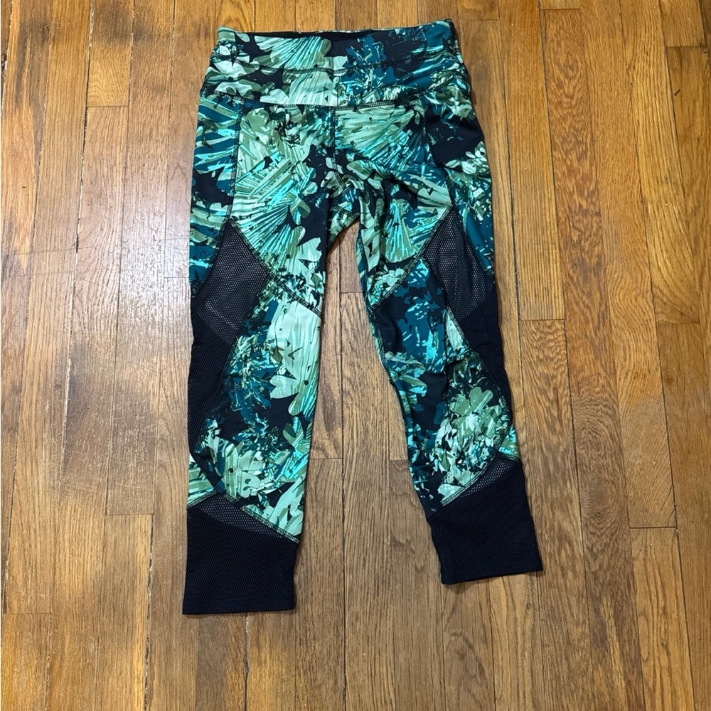RBX Blue/Green/Black Leggings Mesh sides and Bottoms Sz SP Like New Activewear - Picture 2 of 7